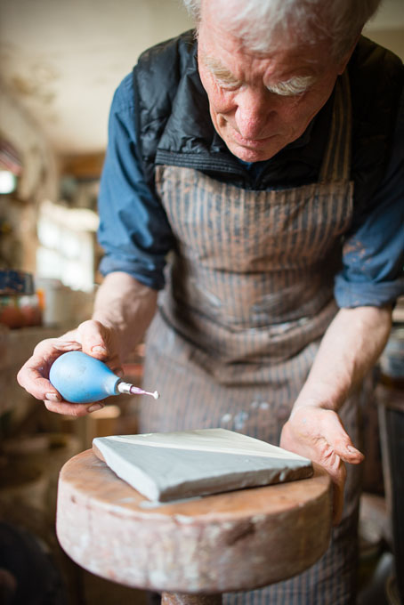 Clive Bowen in his pottery 2016